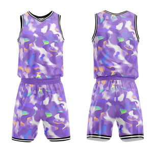 Uniforme de baloncesto personalizado color lavanda con tu logotipo-nombre y número impresos