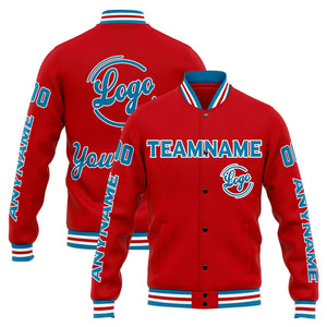 Chaqueta universitaria personalizada estilo Letterman para hombres-mujeres y jóvenes-color azul y rojo