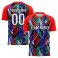 Conjunto personalizado de camiseta de uniforme negra y roja para niños y adultos