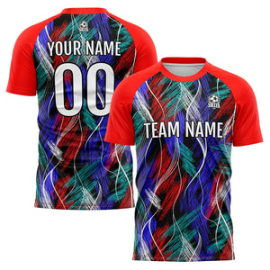 Conjunto personalizado de camiseta de uniforme negra y roja para niños y adultos