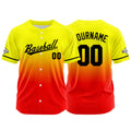 Dise?o personalizado de camiseta de béisbol con estampado completo en amarillo y rojo