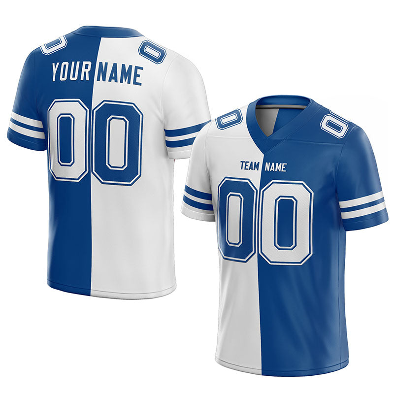 custom authentic split fashion football jersey royal-white mesh