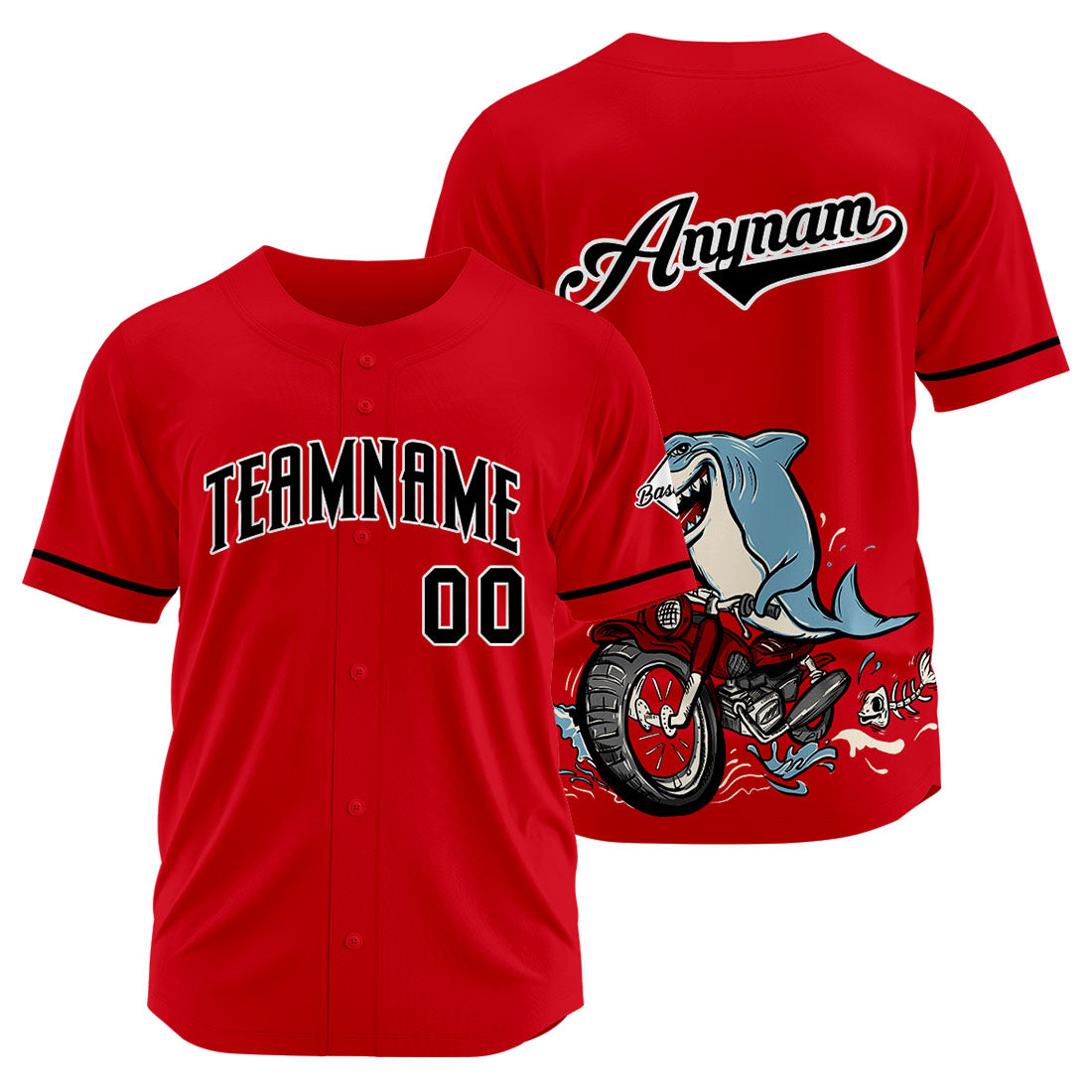 Uniformes de béisbol personalizados Motor Shark-Red de alta calidad para adultos y niños & optimizados para el rendimiento