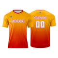 Conjunto personalizado de camiseta de uniforme naranja y rojo para niños y adultos