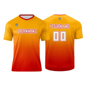 Conjunto personalizado de camiseta de uniforme naranja y rojo para niños y adultos