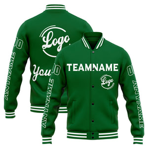Chaqueta universitaria personalizada estilo Letterman para hombres-mujeres y jóvenes-color verde