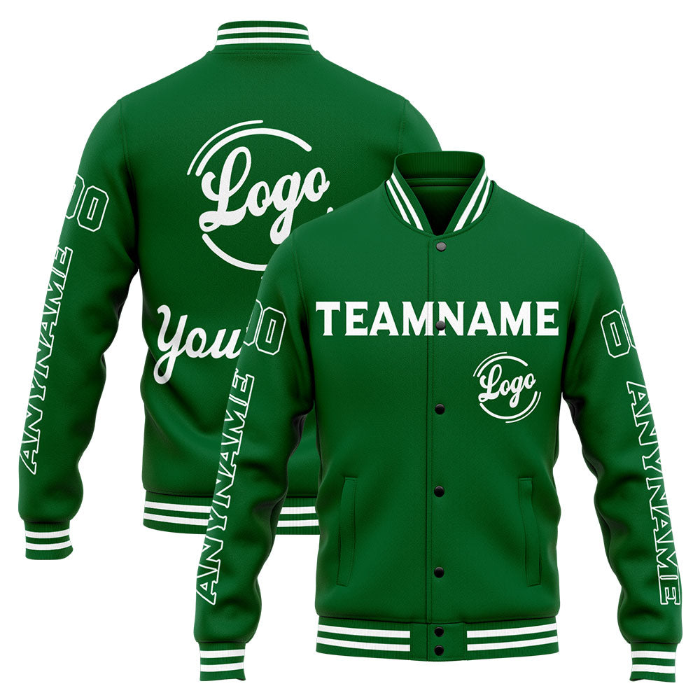 Chaqueta universitaria personalizada estilo Letterman para hombres-mujeres y jóvenes-color verde