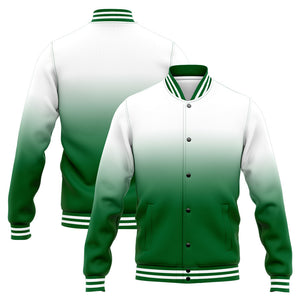 Chaqueta universitaria personalizada estilo Letterman para hombres-mujeres y jóvenes-color verde y blanco