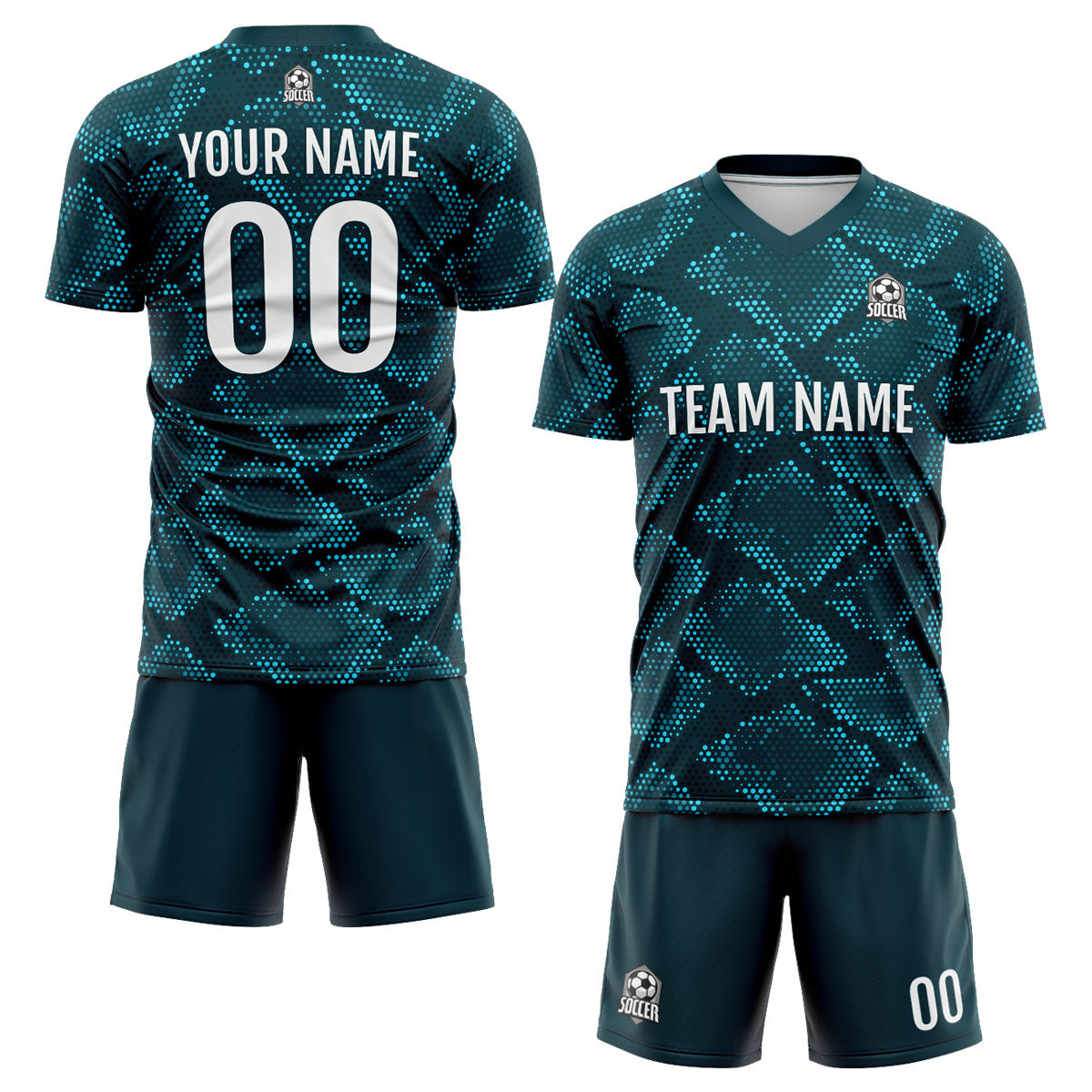 Conjunto personalizado de camiseta de uniforme verde oscuro para niños y adultos