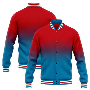 Chaqueta universitaria personalizada estilo Letterman para hombres-mujeres y jóvenes-color azul y rojo