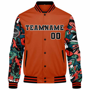 Chaqueta universitaria personalizada estilo Letterman para hombres-mujeres y jóvenes-color naranja