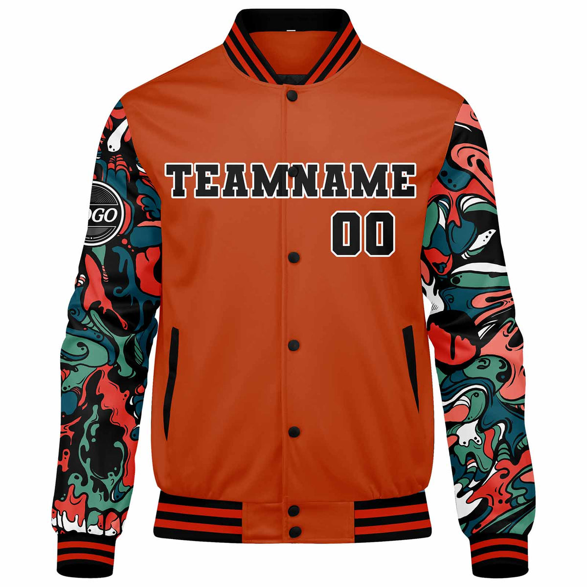 Chaqueta universitaria personalizada estilo Letterman para hombres-mujeres y jóvenes-color naranja