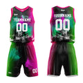 Uniforme de baloncesto personalizado Splash Rose Green con tu logotipo-nombre y número impresos