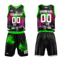 Uniforme de baloncesto personalizado Splash Rose verde neón con tu logotipo-nombre y número impresos
