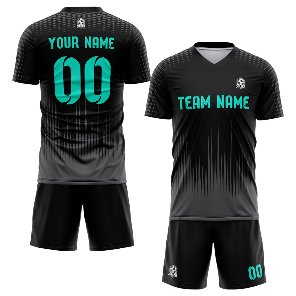 custom soccer set jersey kids adults personalized soccer black
