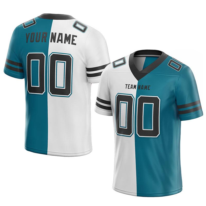 custom authentic split fashion football jersey teal-white-black mesh