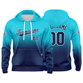 Sudadera con capucha personalizada con degradado para hombre-mujer-niña o niño Estampa tu logotipo-nombre o número Azul marino claro