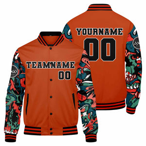 Chaqueta universitaria personalizada estilo Letterman para hombres-mujeres y jóvenes-color naranja