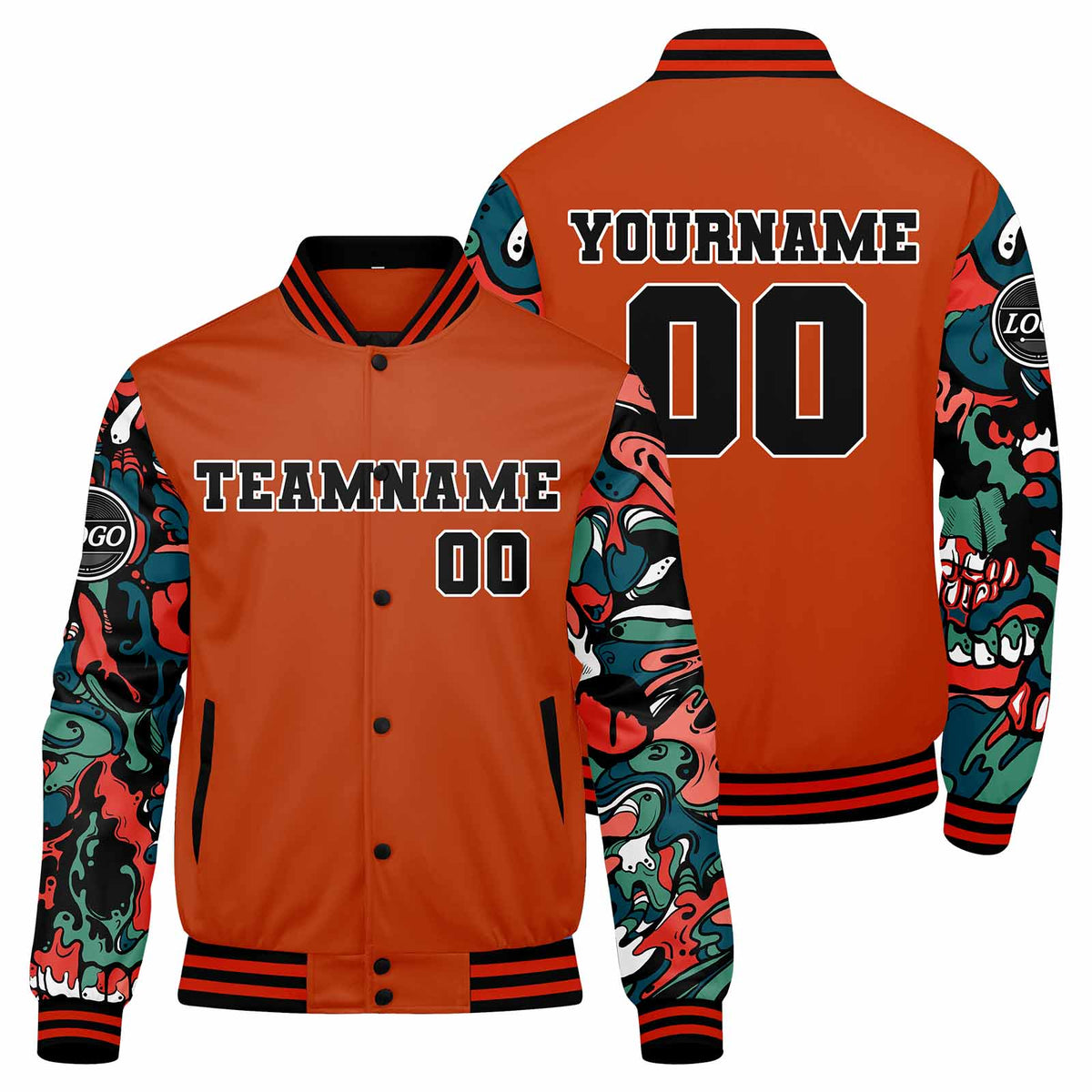 Chaqueta universitaria personalizada estilo Letterman para hombres-mujeres y jóvenes-color naranja