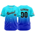 Camiseta de béisbol con dise?o personalizado de estampado completo en azul claro y azul