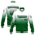 Chaqueta universitaria personalizada estilo Letterman para hombres-mujeres y jóvenes-color verde y blanco