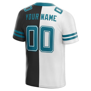 custom authentic split fashion football jersey black-teal-white mesh