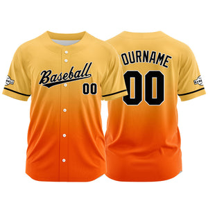 Camiseta de béisbol naranja con dise?o personalizado de estampado completo