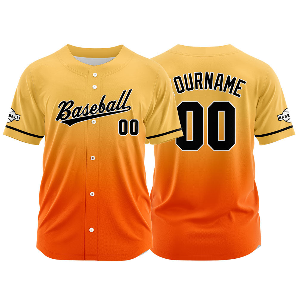 Camiseta de béisbol naranja con dise?o personalizado de estampado completo