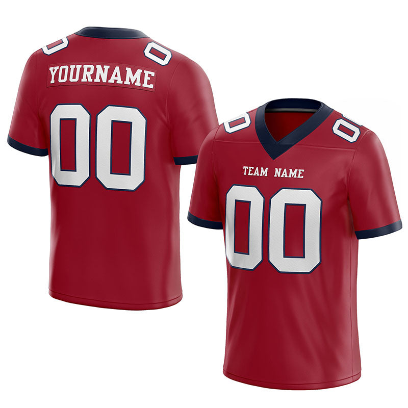 custom authentic football jersey red white-navy mesh