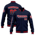 Chaqueta universitaria personalizada estilo Letterman para hombres-mujeres y jóvenes-color azul marino y rojo