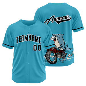 Uniformes de béisbol personalizados Motor Shark - Azul claro de alta calidad para niños y adultos & optimizados para el rendimiento