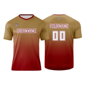 Conjunto personalizado de camiseta de uniforme marrón y rojo para niños y adultos