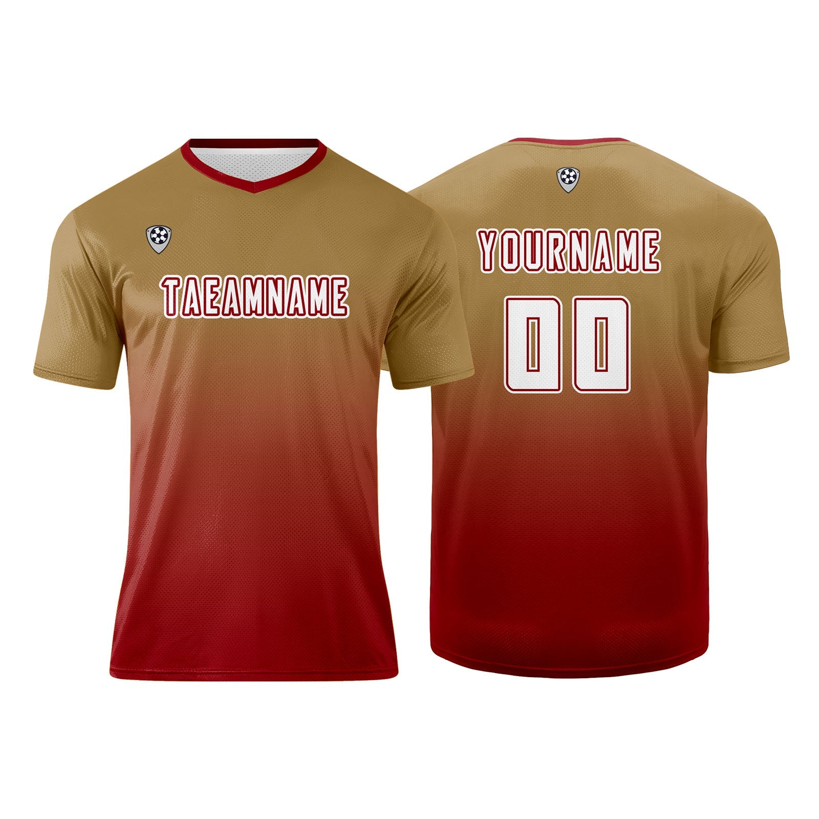 Conjunto personalizado de camiseta de uniforme marrón y rojo para niños y adultos