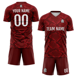 Conjunto personalizado de camiseta de uniforme rojo oscuro para niños y adultos