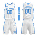 Uniforme de baloncesto personalizado blanco y azul claro con tu logotipo-nombre y número impresos