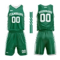 Uniforme de baloncesto personalizado verde y blanco con tu logotipo-nombre y número impresos