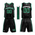Uniforme de baloncesto personalizado en negro y verde con tu logotipo-nombre y número impresos