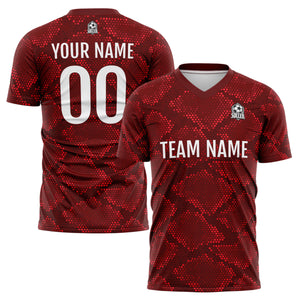 Conjunto personalizado de camiseta de uniforme rojo oscuro para niños y adultos