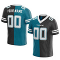 custom authentic split fashion football jersey black-teal-white mesh