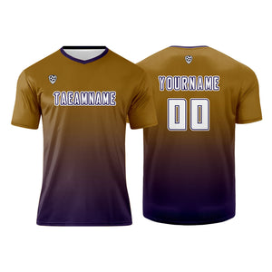 Conjunto personalizado de camiseta de uniforme marrón y morado para niños y adultos