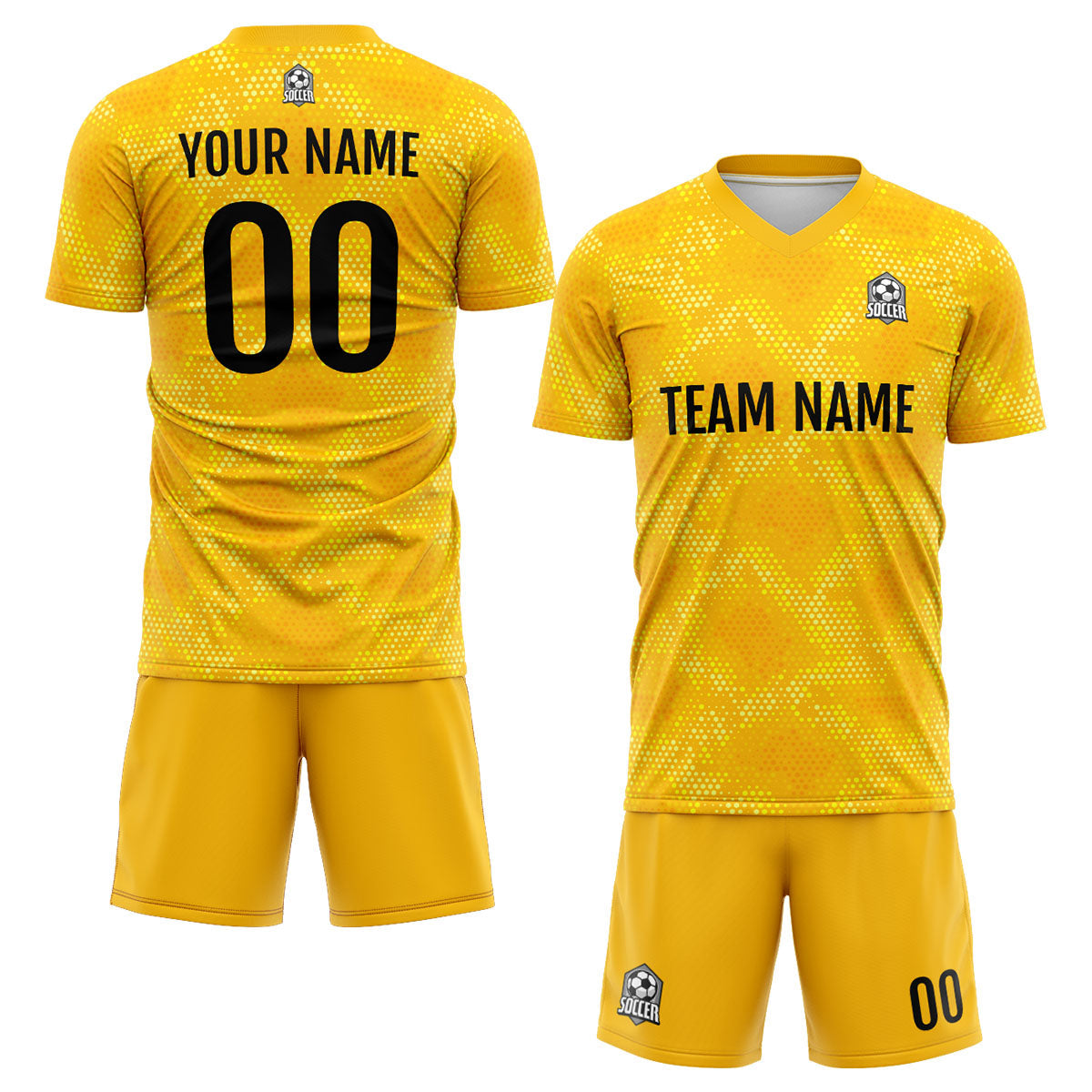 Conjunto personalizado de camiseta amarilla para niños y adultos