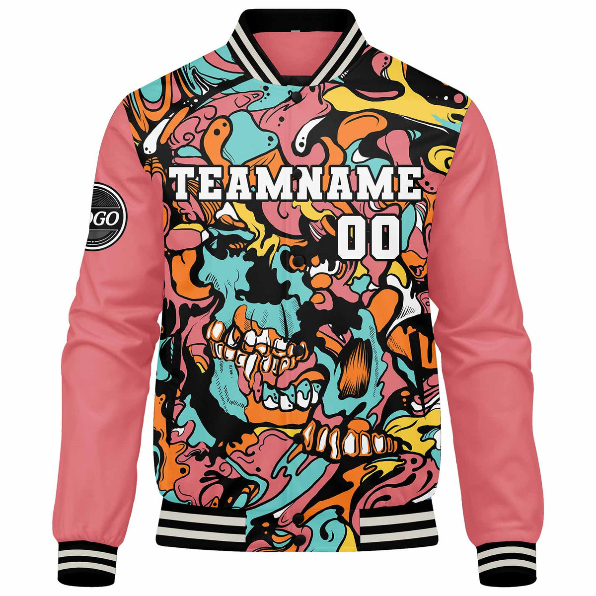 Chaqueta universitaria personalizada estilo Letterman para hombres-mujeres y jóvenes-color rosa
