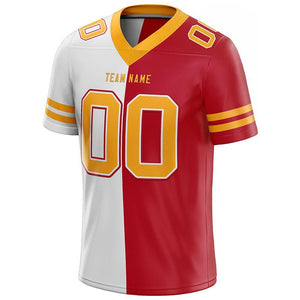 custom authentic split fashion football jersey yellow-white-red mesh