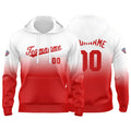 Sudadera con capucha degradada personalizada para hombre-mujer-niña o niño Estampa tu logotipo-nombre o número en rojo