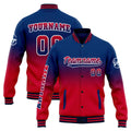 Chaqueta universitaria personalizada estilo Letterman para hombres-mujeres y jóvenes-color azul marino y rojo