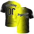 Camiseta de béisbol con dise?o personalizado estampado completo en amarillo y negro