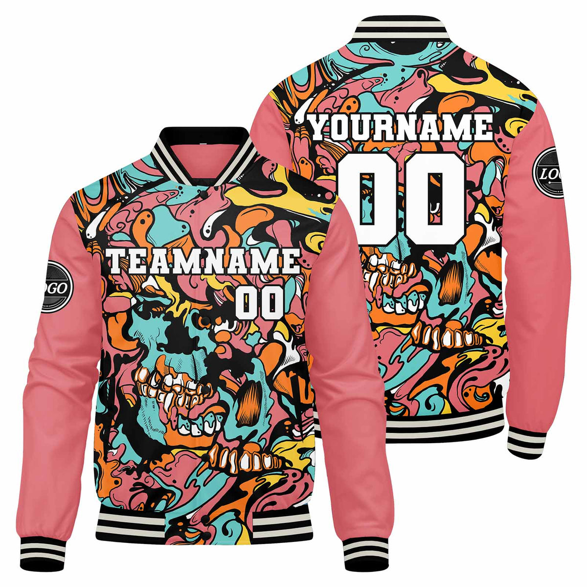 Chaqueta universitaria personalizada estilo Letterman para hombres-mujeres y jóvenes-color rosa