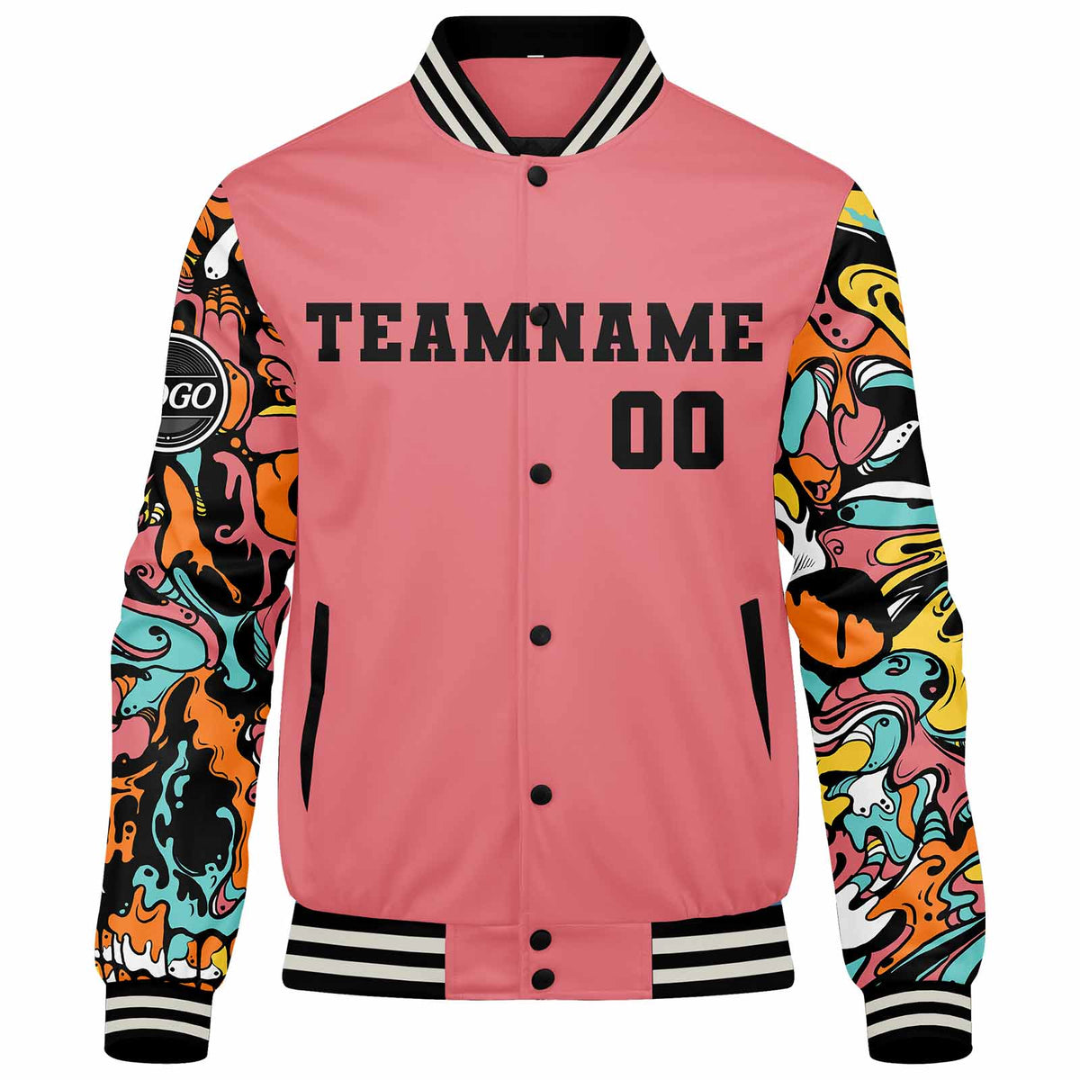 Chaqueta universitaria personalizada estilo Letterman para hombres-mujeres y jóvenes-color rosa