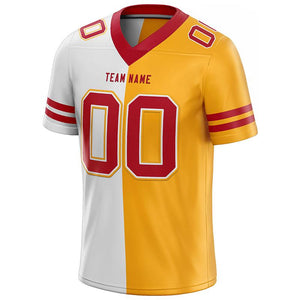 custom authentic split fashion football jersey yellow-white-red mesh