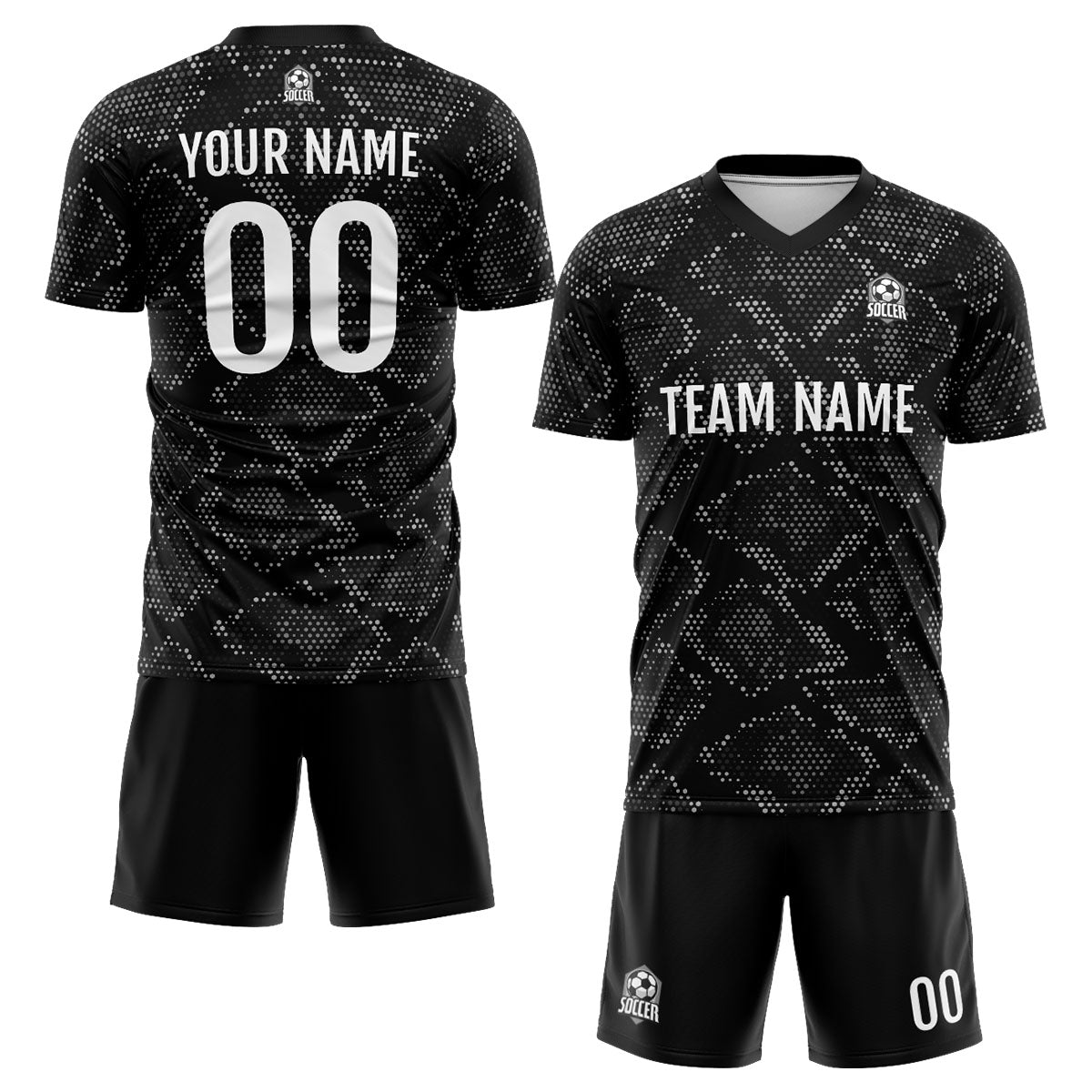 Conjunto personalizado de camiseta negra de uniforme para niños y adultos